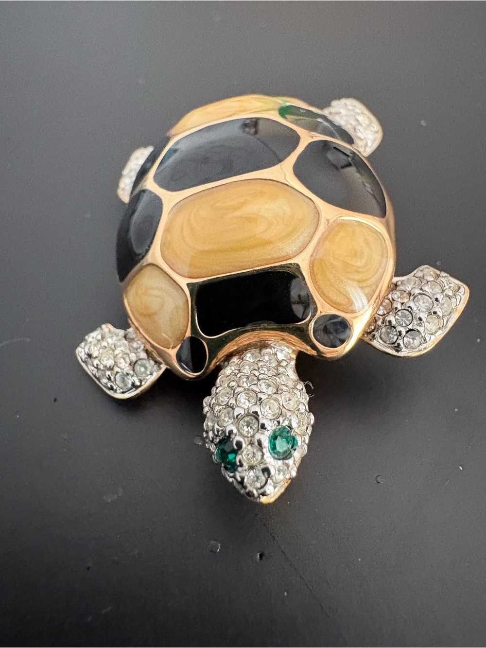 Vintage Swarovski Enameled Turtle Brooch